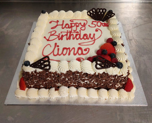 Fresh Cream & Fruit with Chocolate Curls