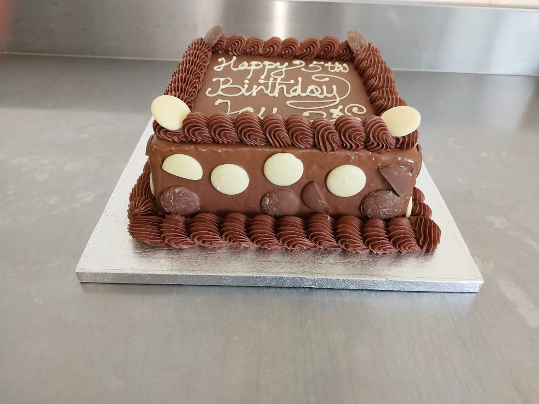 Chocolate Biscuit Cake with Buttons