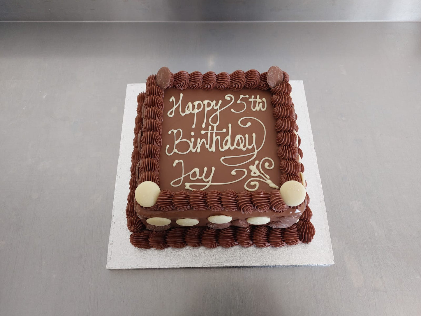 Chocolate Biscuit Cake with Buttons